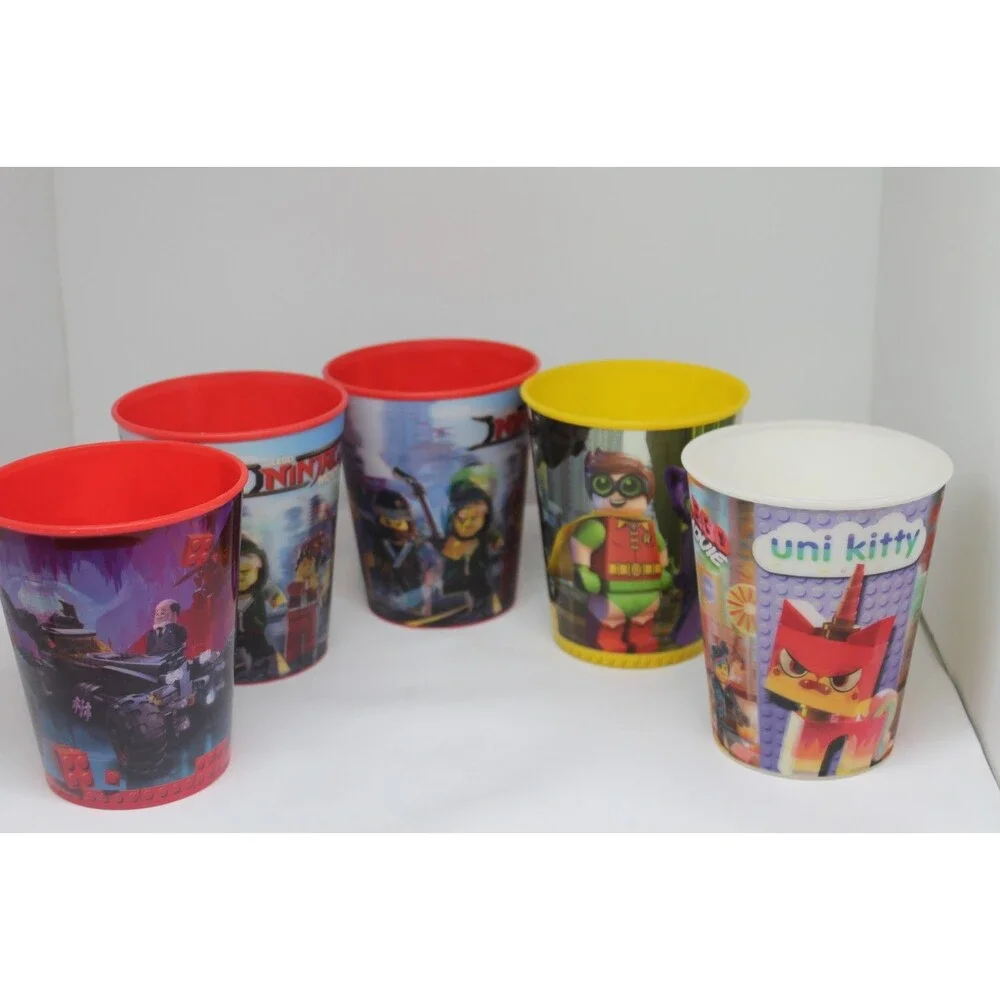 McDonald’s Lego Movie Holographic Cups 2013 Lot of 5 Ninjago, Batman, Uni kitty